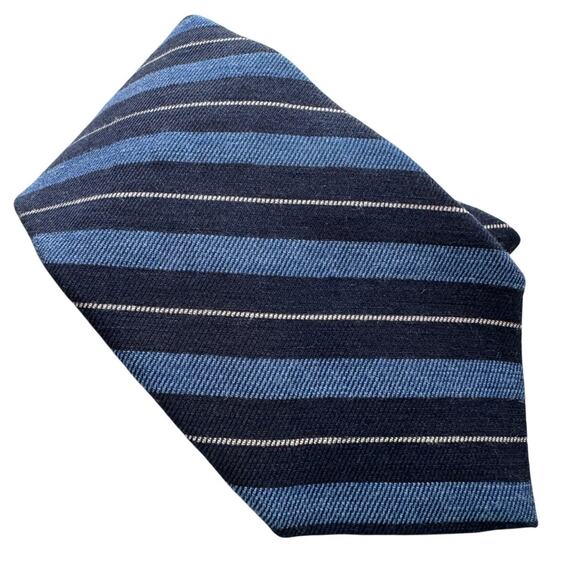 Brooks Brothers wool/silk power stripe tie blue navy white 3.25”w - Picture 6 of 6